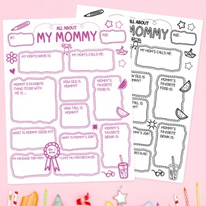 Muttertagskarte für Mama, personalisierte Karte für Mama, Geburtstagskarte für Mama, druckbar Alles über meine Mama Fragebogen, Mama-Interview