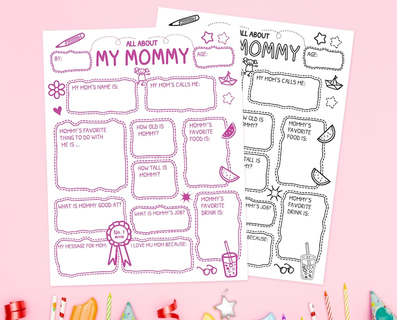 All About My Mom Questionnaire, Personalized Interview Card (PDF) - Etsy