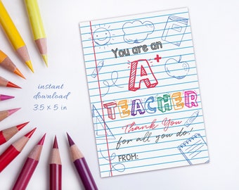 Teacher Appreciation Gift Tag Printable, A plus teacher tag, Thank you for all you do tags, Teacher Appreciation Week Printable