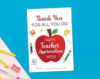 Thank You For All You Do, Teacher Appreciation Gift Tag, Teacher Thank You Tags, Teacher Appreciation Week Printable, Thank You Note