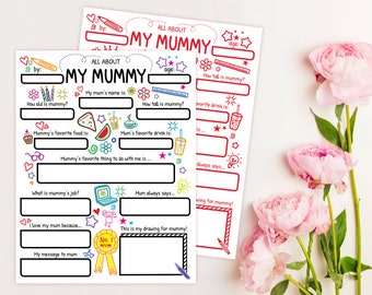 Mother’s Day Card for Mummy, Personalised Card for Mummy, Birthday Card for Mum, Printable All About My Mummy Questionnaire
