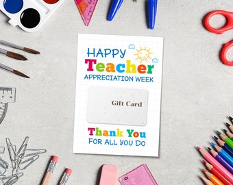 Teacher Appreciation Gift Card Holder Printable, Teacher Thank You, End of Year Gift, Teacher Appreciation Week Card,  Last Day School