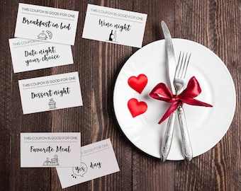 Printable Love Coupons, Romantic Gift for Him and Her (PDF)