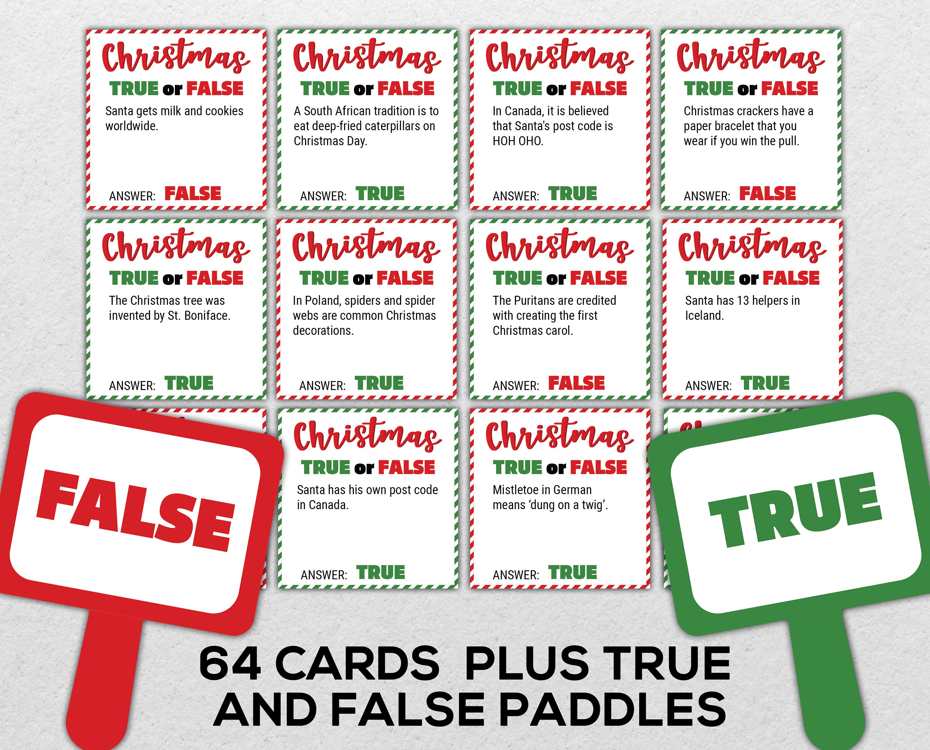 Christmas True or False Quiz Christmas Facts True or False Etsy UK