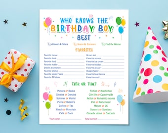 Who Knows The Birthday Boy Best, How Well Do You Know Questionnaire, Trivia Questions, Birthday Game for Him, Teen Boy, Birthday Activity