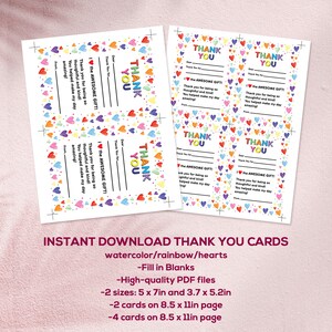 Printable Thank You Cards for Kids, Fill in the Blanks, Thank You Notes ...