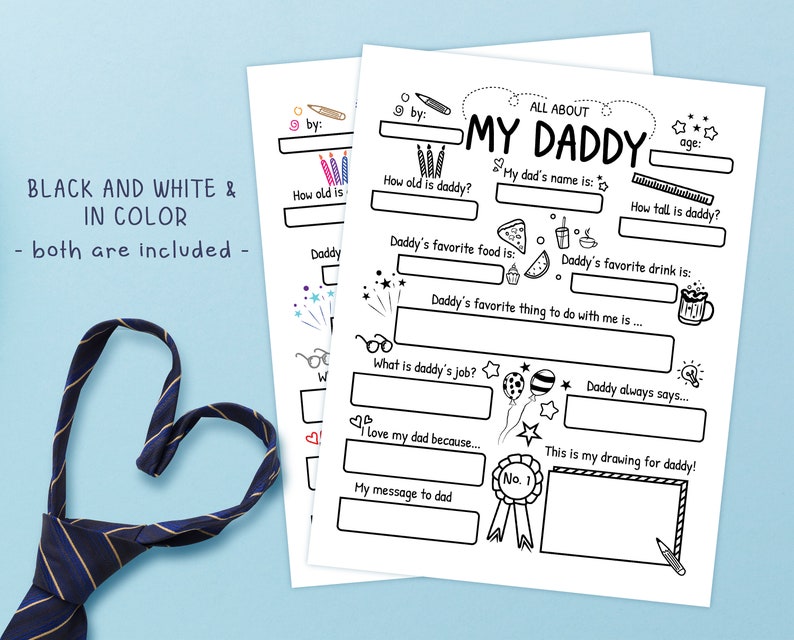 Dad Printable Fathers Day Questionnaire Etsy