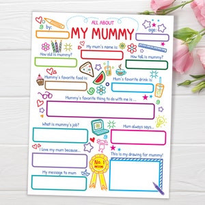Mummy Interview, Mother’s Day Card for Mummy, Personalised Card for Mummy, Birthday Card for Mum, Printable All About My Mummy Questionnaire