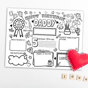 Happy Birthday Daddy Coloring Page, Printable Birthday Card for Dad ...