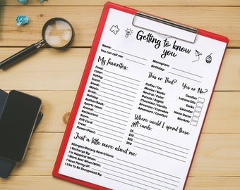 Getting To Know You Printable Survey, Coworker Questionnaire (PDF/JPG)