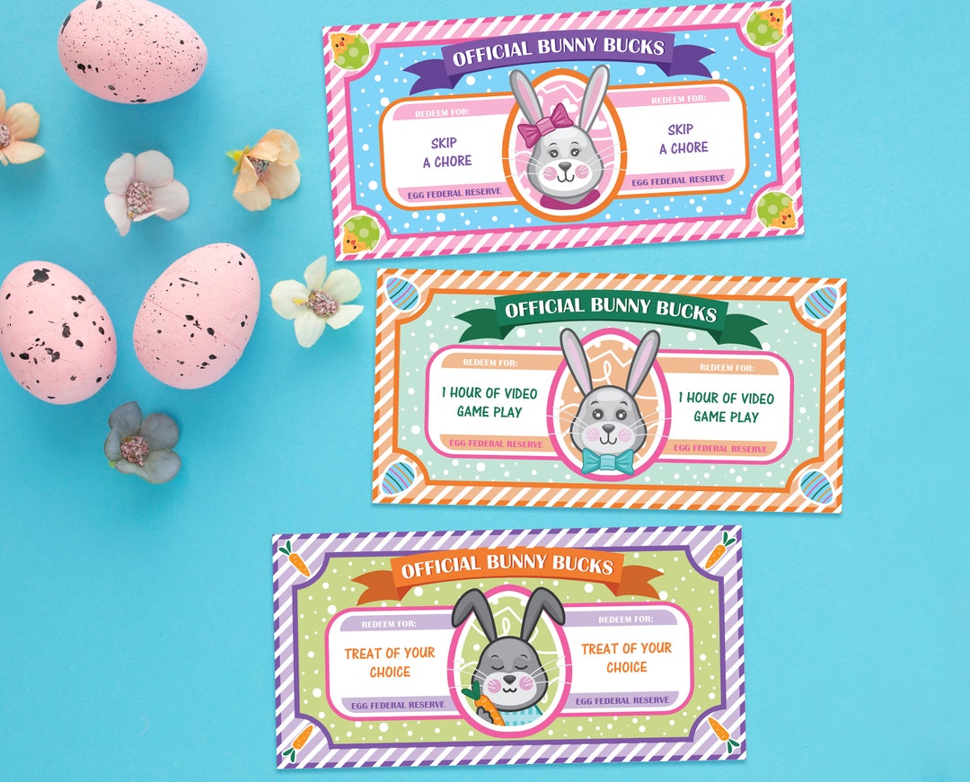 Printable Bunny Bucks, Easter Egg Fillers, Easter Egg Filler - My Party  Design