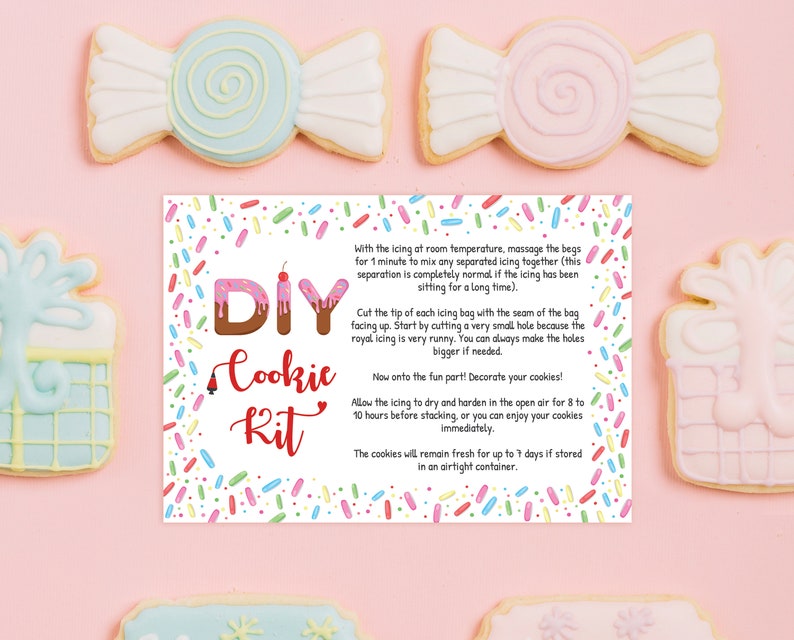 DIY Cookie Kit Instructions Card Cookie Decorating Kit Etsy