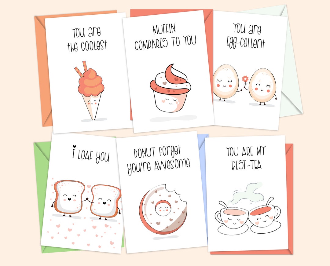 Food Pun Cards Set, Punny Valentine Card, Pun Birthday Card ...