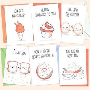 Essen Wortspiel Karten Set, Punny Valentinstag Karte, Wortspiel Geburtstagskarte, Jubiläumskarte druckbare Karte, Galentinstag Karte, Bester Freund Karte