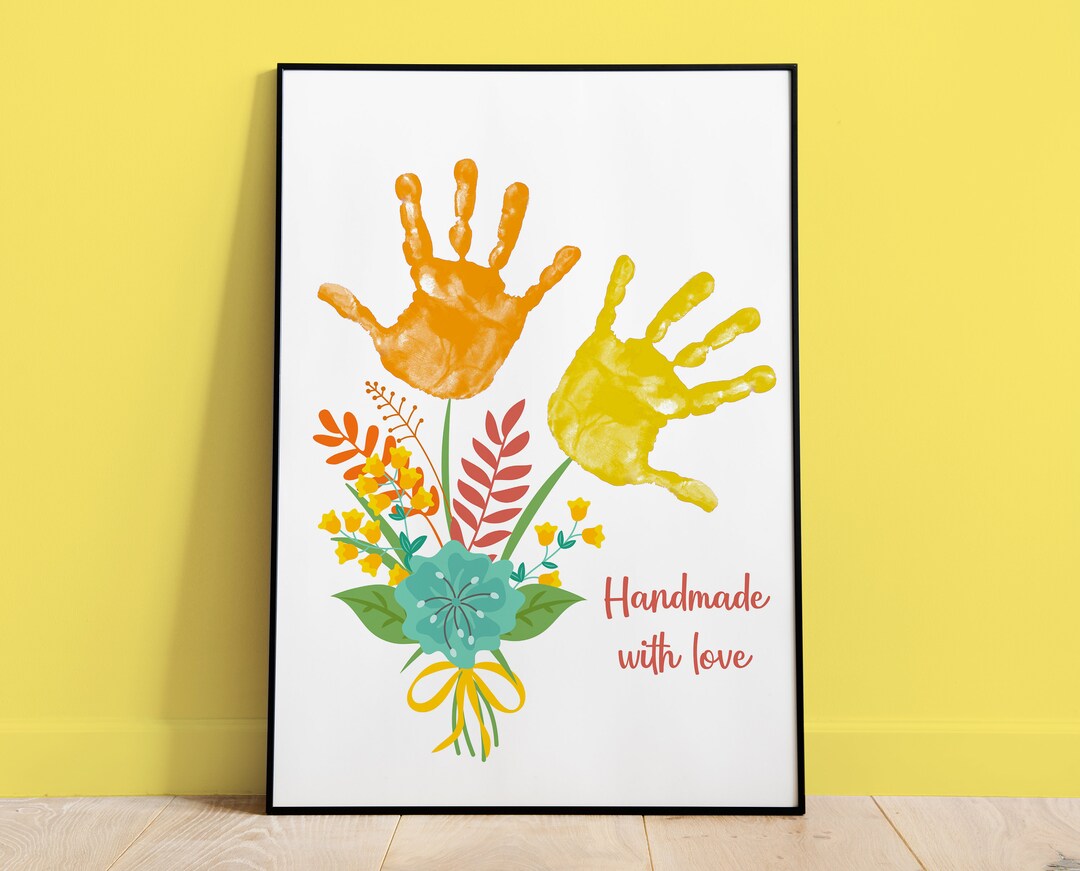 Mother's Day Flower Handprint Art, Birthday Gift Print, Teacher