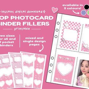 Kpop Photocard Binder Fillers | Y2K Pink Design Set | Printable Digital Download | Photocard Collection | PC Collector | Kpop Placeholders