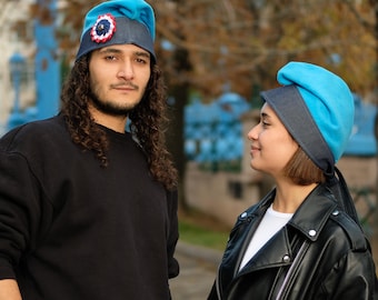 Turquoise Phrygian Cap: French Cockade, Adjustable Liberty Hat