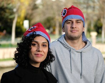 Stylish Red Polar Phrygian Cap with Detachable French Cockade - Winter Fashion Accessory