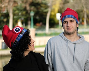 Stylish Red Polar Phrygian Cap with Detachable French Cockade - Winter Fashion Accessory