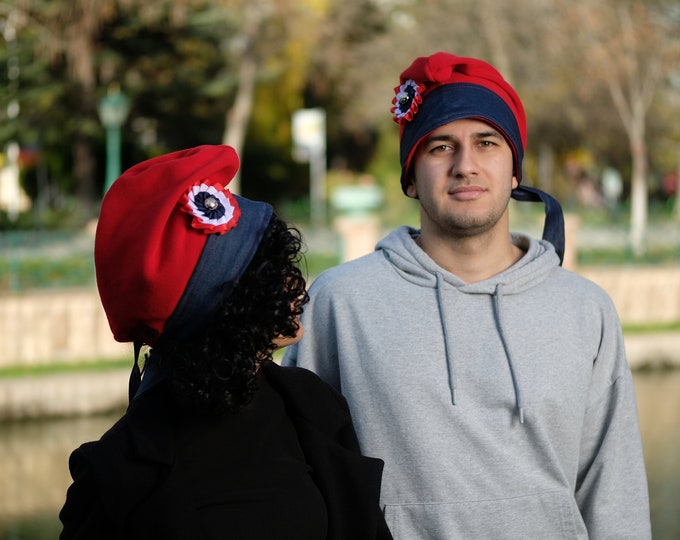 Phrygian Cap French Revolutionary Hat in Red Linen, Olive Green Hemp ...