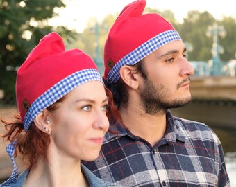 Red Slouchy Beanie: Adjustable Phrygian Liberty Cap