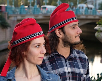 Handmade Red Phrygian Cap – Adjustable Slouchy Beanie
