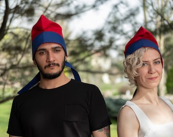 French-Inspired Red and Blue Phrygian Cap - Cotton Summer Beanie