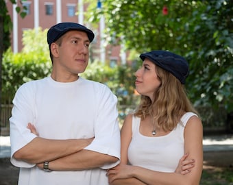 Jean Flat Cap – Unisex Handmade Gatsby Hat with Elastic Back | Summer Lightweight Newsboy Cap