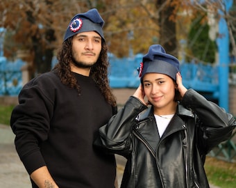Handmade Navy Fleece Phrygian Cap: French Cockade Liberty Hat