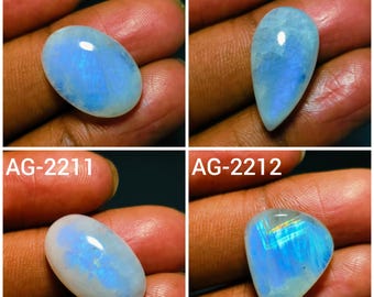 Rainbow Moonstone Cabochon, Moonstone Gemstone for Pendant, Blue Flashy Moonstone Wholesaler,