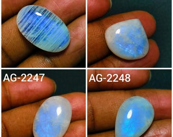 Rainbow Moonstone Cabochon, Moonstone Gemstone for Pendant, Blue Flashy Moonstone Wholesaler,