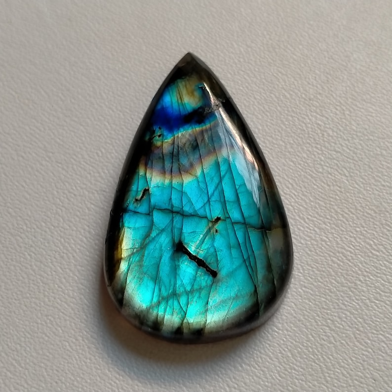 Wire Wrapping Stone 62.00 Ctr Excellent AAA +++ Quality Natural Purple Labradorite Cabochon Pear Shape Gemstone 40X23X8 MM A-663