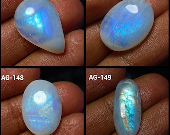 Rainbow Moonstone Cabochon, Moonstone Gemstone for Pendant, Blue Flashy Moonstone Wholesaler,