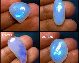 Rainbow Moonstone Cabochon, Moonstone Gemstone for Pendant, Blue Flashy Moonstone Wholesaler,
