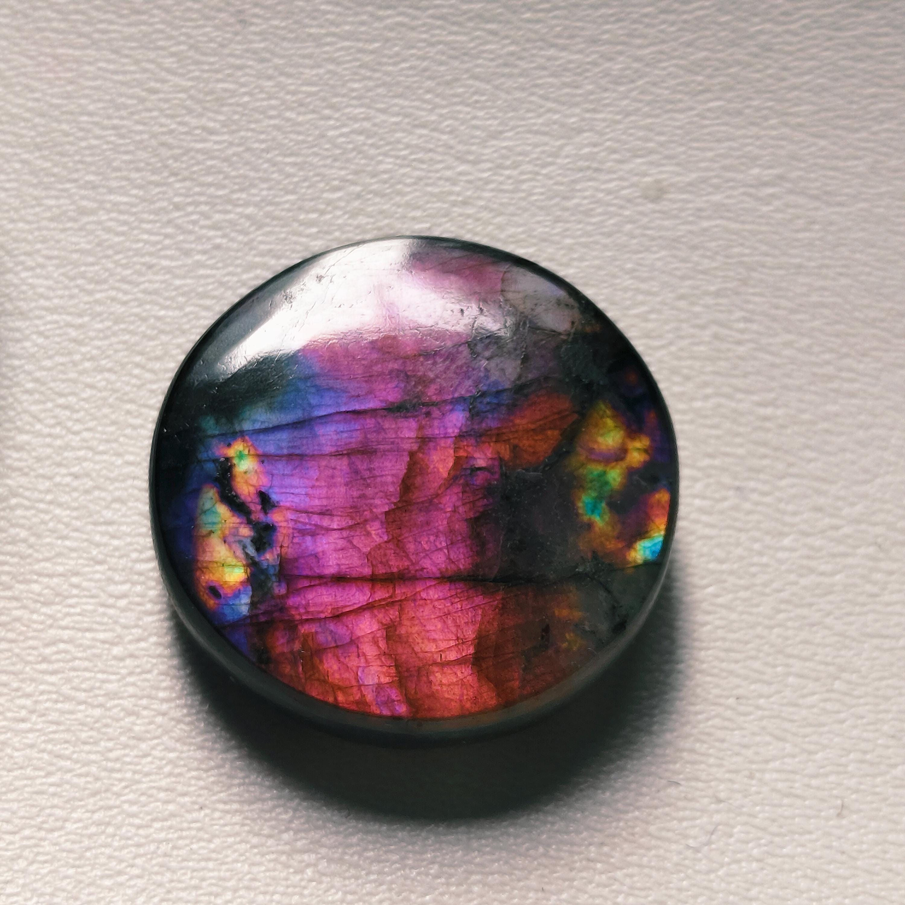 Multi Purple Labradorite, A-One Quality Labradorite Cabochon for Pendant, Labradorite Gemstone CT-34, 25X5 MM Round Shape Labradorite