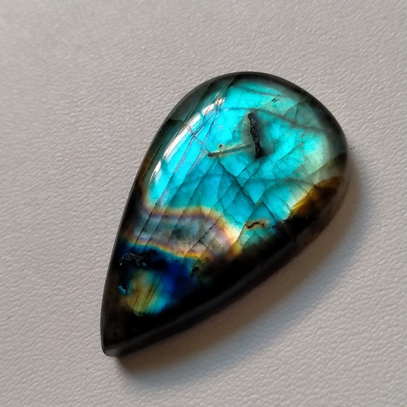 Wire Wrapping Stone 62.00 Ctr Excellent AAA +++ Quality Natural Purple Labradorite Cabochon Pear Shape Gemstone 40X23X8 MM A-663