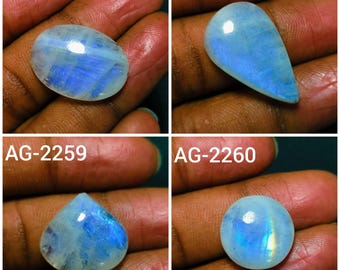 Rainbow Moonstone Cabochon, Moonstone Gemstone for Pendant, Blue Flashy Moonstone Wholesaler,