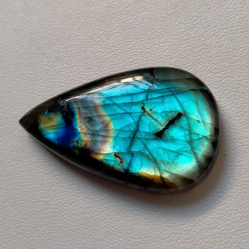 Wire Wrapping Stone 62.00 Ctr Excellent AAA +++ Quality Natural Purple Labradorite Cabochon Pear Shape Gemstone 40X23X8 MM A-663