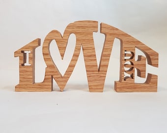 I Love You, made from solid Oak, Valentines, Educational Toy, Anniversary Gift, Birthday Present, Christmas Present, Xmas Present