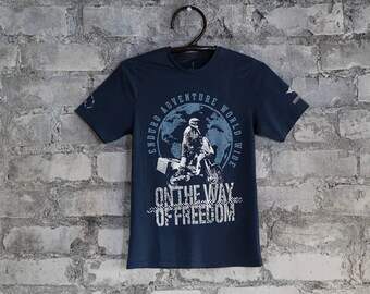 OTWOF moto T-krekls zils (T-shirt moto OTWOF blu navy)