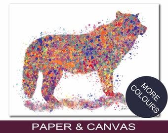 Multicolour Wolf Print | Multicoloured Watercolour Gliclee Print | Artist: DigitalAcuity | Paper & Stretched Canvas