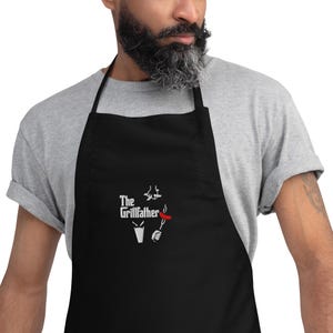 The Grillfather Apron - Funny BBQ Apron for Dad - Godfather pun