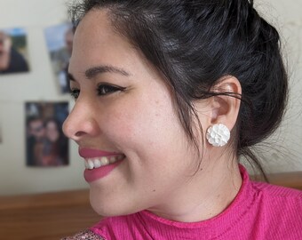 Pendientes de Marfil Vegetal (Tagua): Pendientes de Rosa