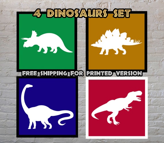 Dinosaur Printable Artwork for Kids Set of 4 Toddler Nursery - Etsy