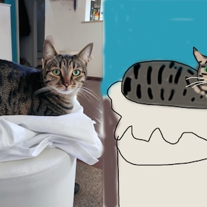 Aangepaste slecht getekend huisdier portret, lelijke hond illustratie, ingelijste poster, unieke aangepaste kat aanwezig, slechte grappige karikatuur kerstcadeau