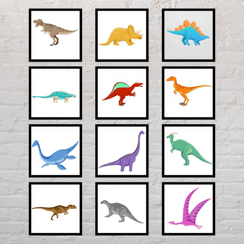 Dinosaur Printable Artwork for Kids Set of 12 Toddler Nursery - Etsy
