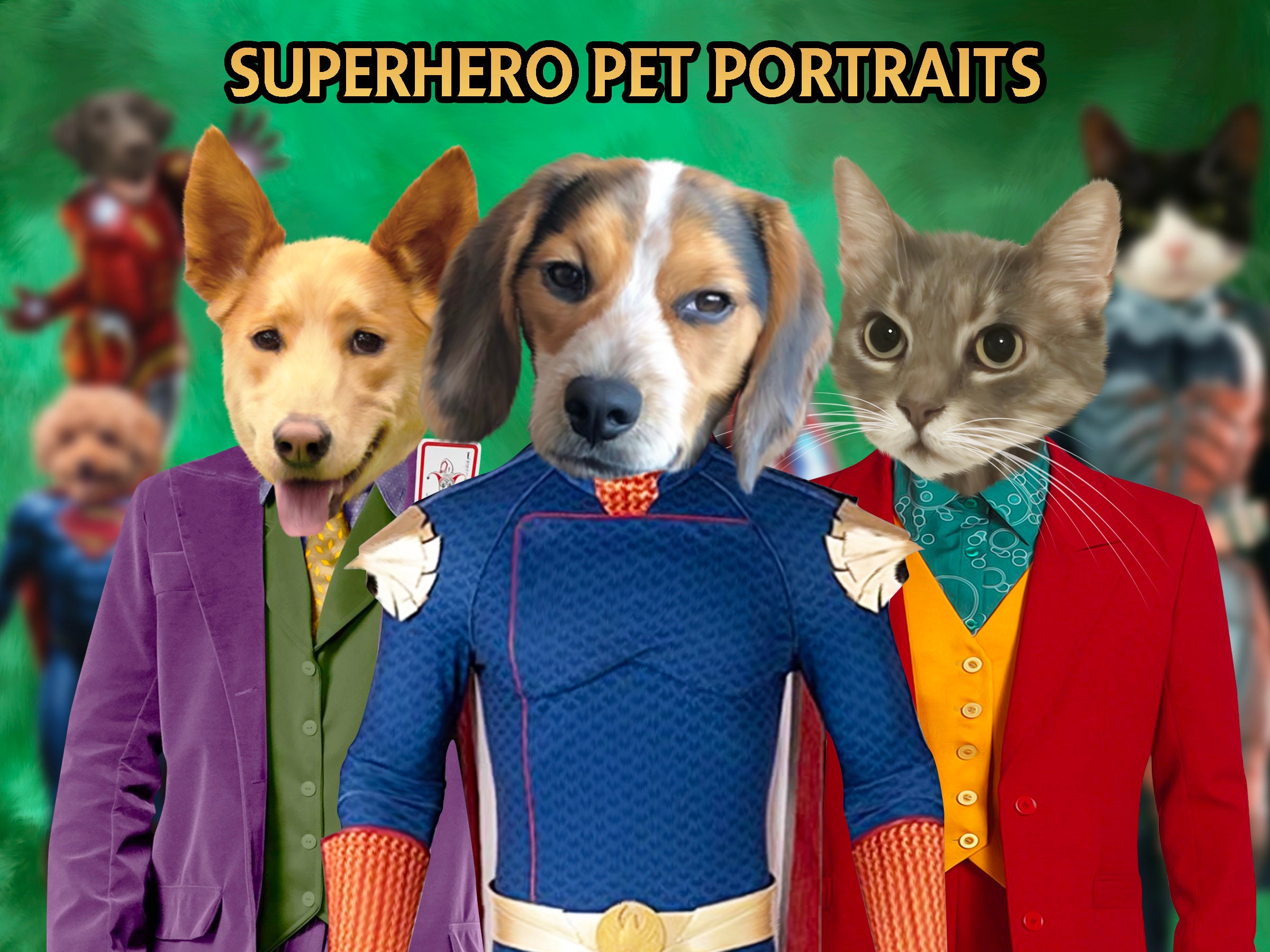 Custom Superhero Pet Portrait Framed Poster, Unique Customized Cat Present,Funny Movie Lover Christmas Gift,TV Show Comic Book Fan Dog Owner