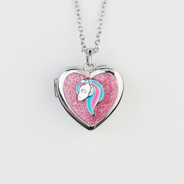 Pink Unicorn Necklace for Little Girl | Little Girl Locket | Unicorn Jewelry | Unicorn Birthday Gift for Girls | Unicorn Locket BFF Gift