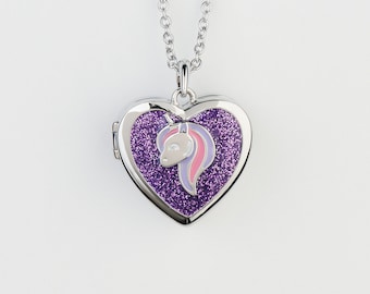 Purple Unicorn Necklace for Little Girl | Little Girl Locket | Girls Unicorn Jewelry | Unicorn Birthday Gift | Girls Unicorn Locket Necklace