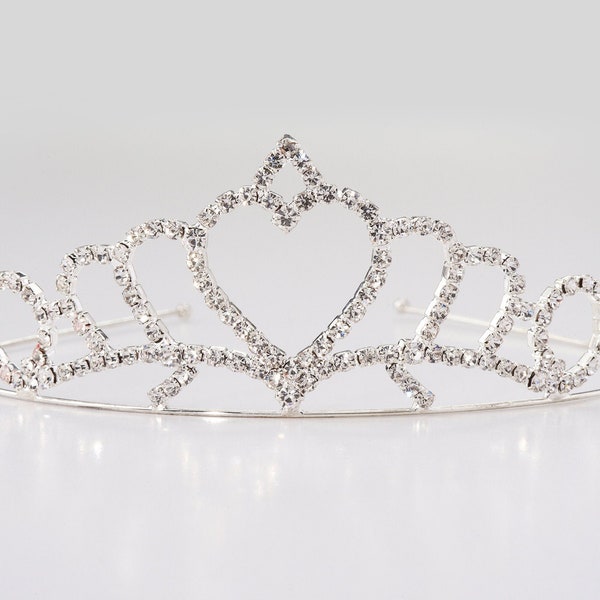 Girls Silver Princess Tiara | Birthday Tiara | Childs Birthday Party Crown | Flower Girl Crown | Kids Rhinestone Tiara | Wedding Fairy Crown